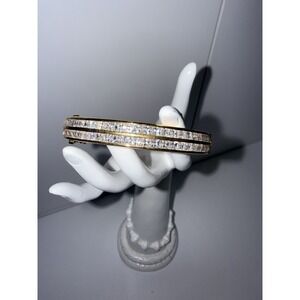 Sterling Silver Gold Plated Hinged Bangle Bracelet  7"